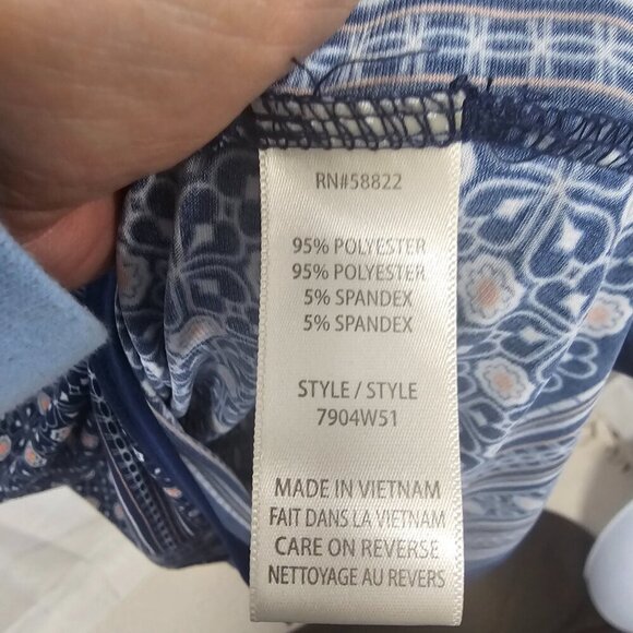 Max Studio Blue Pink Floral Geometric Sleeveless Dress Boho Shift L - Picture 8 of 10